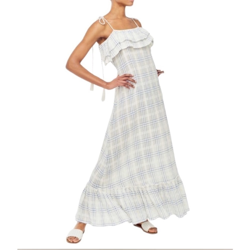 Antik Batik anthropologie White and Blue Plaid Maxi Dress